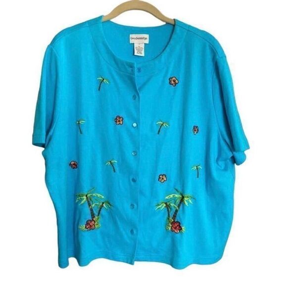 Breckenridge women’s beachy palm tree tropical embroidered sequin top S/XL - Picture 2 of 5